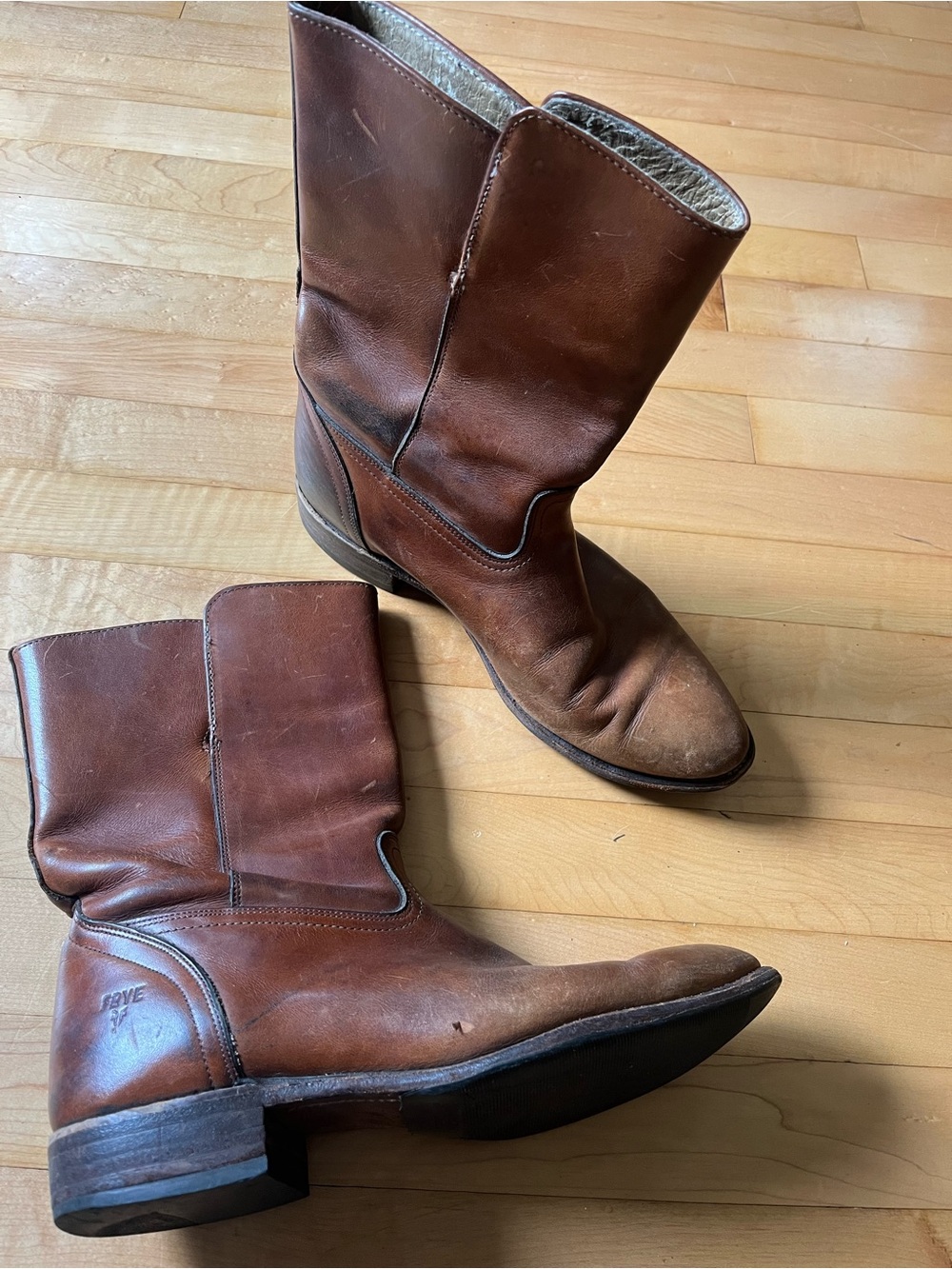 Men's Brown Leather Pull-On Boots
